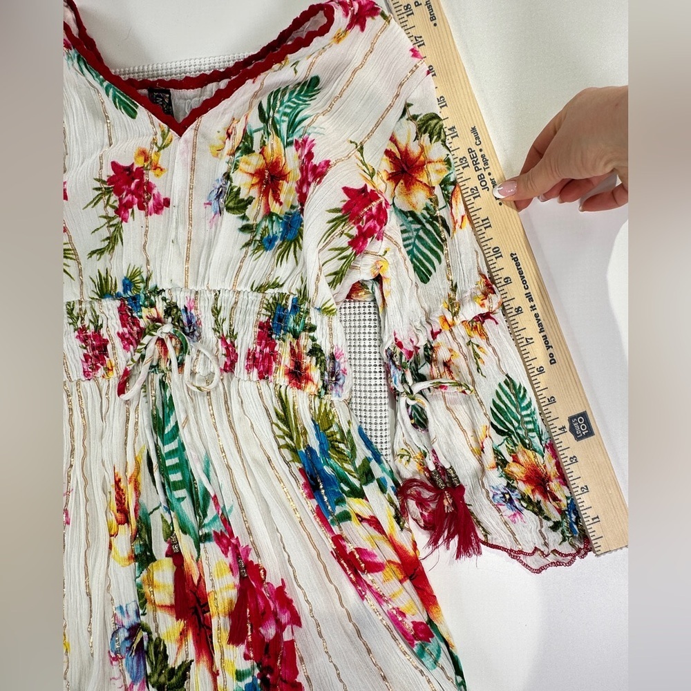 Me 2 Magic Boho Viscose Floral Smocked Waist Midi Dress Size L - Picture 14 of 16